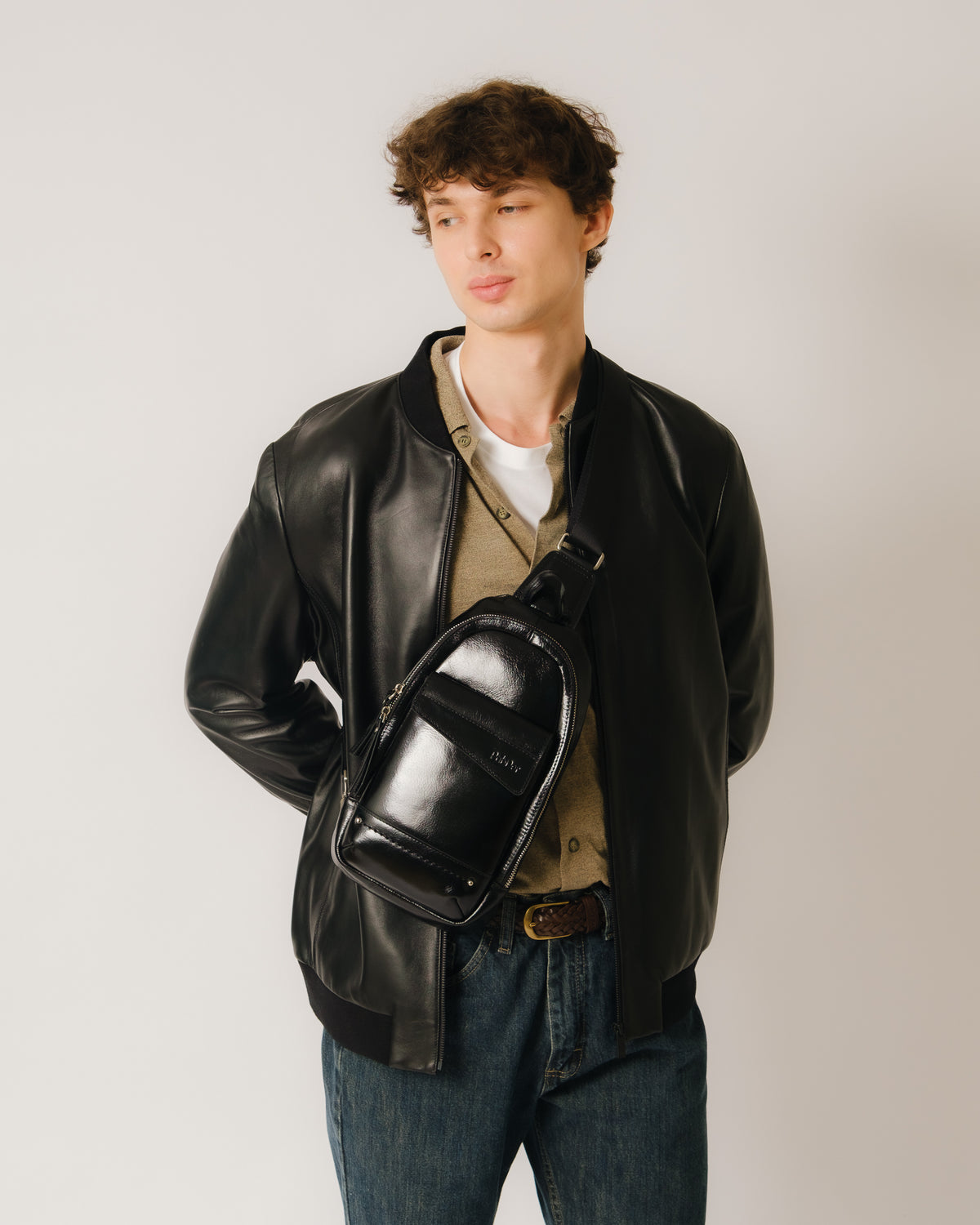 Men's Oval Crossbody Bag