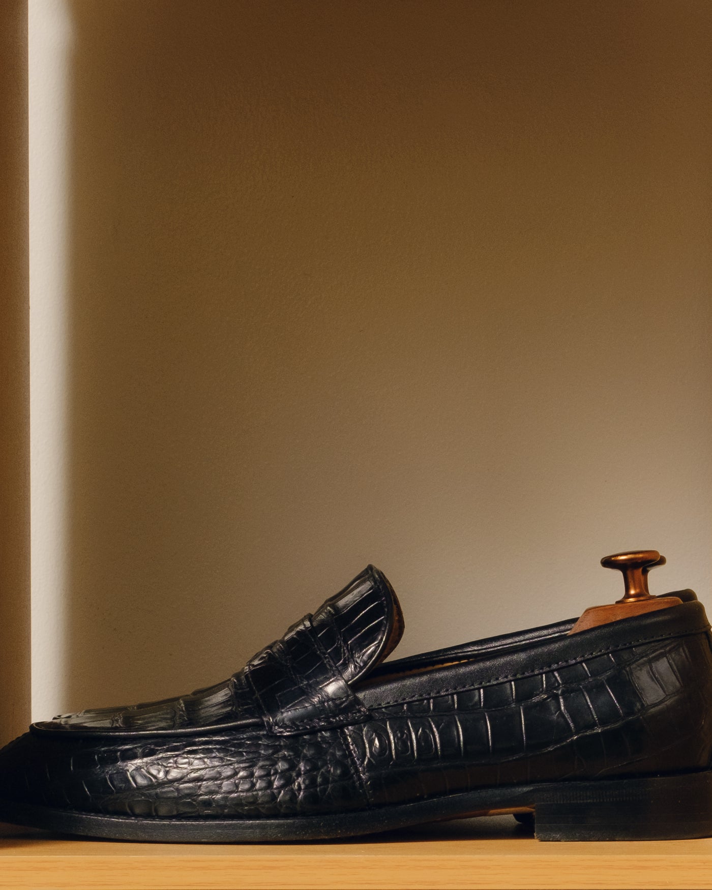 Crocodile Leather Penny Loafers