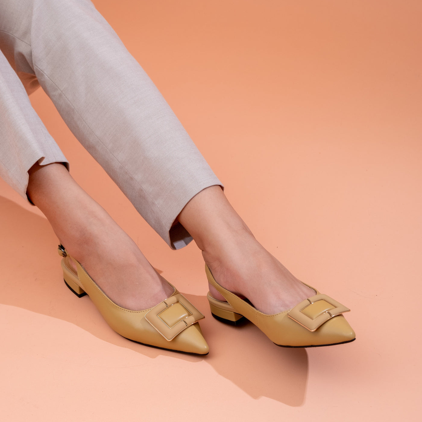 Sling-Back Sandals With Square Buckle