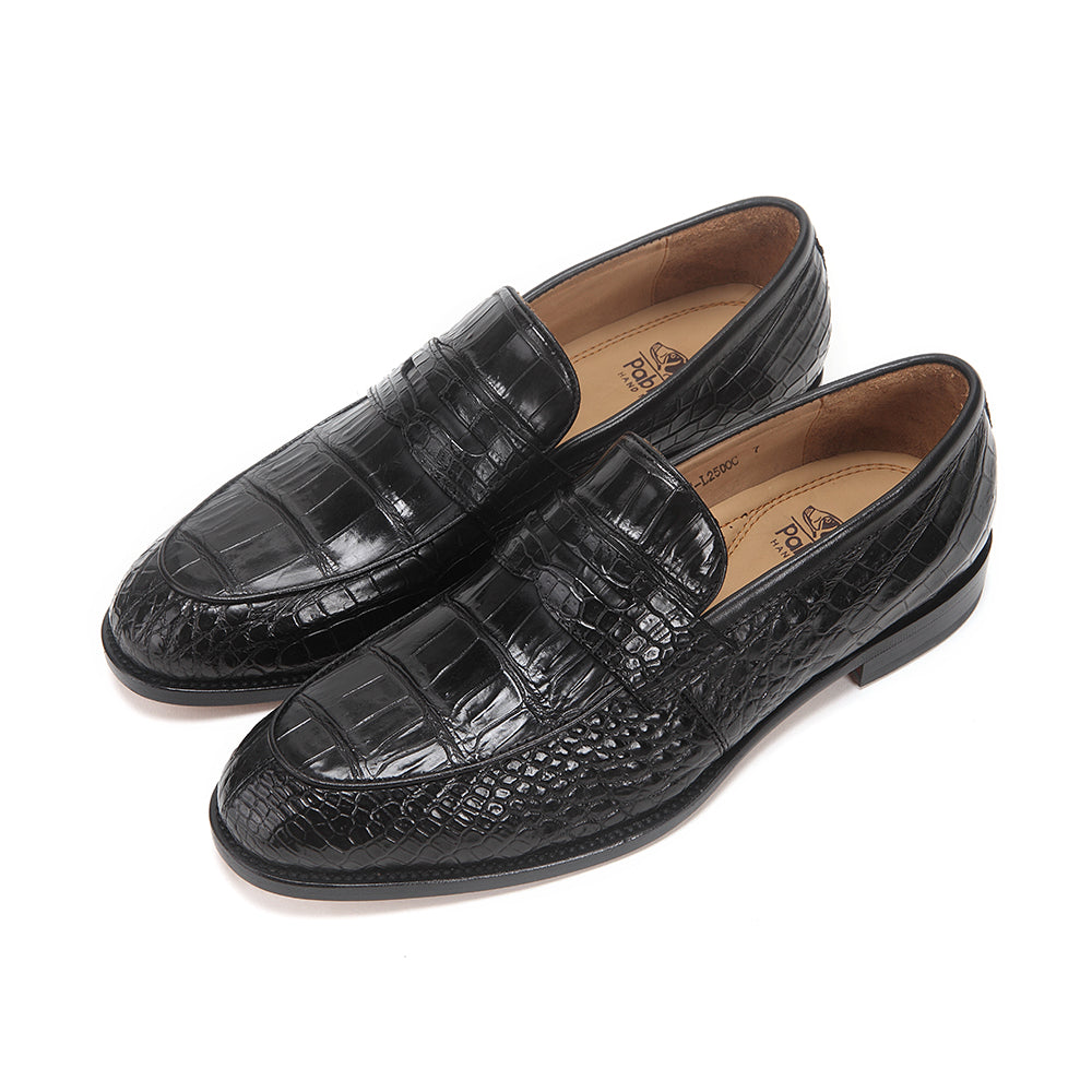 Crocodile Leather Penny Loafers