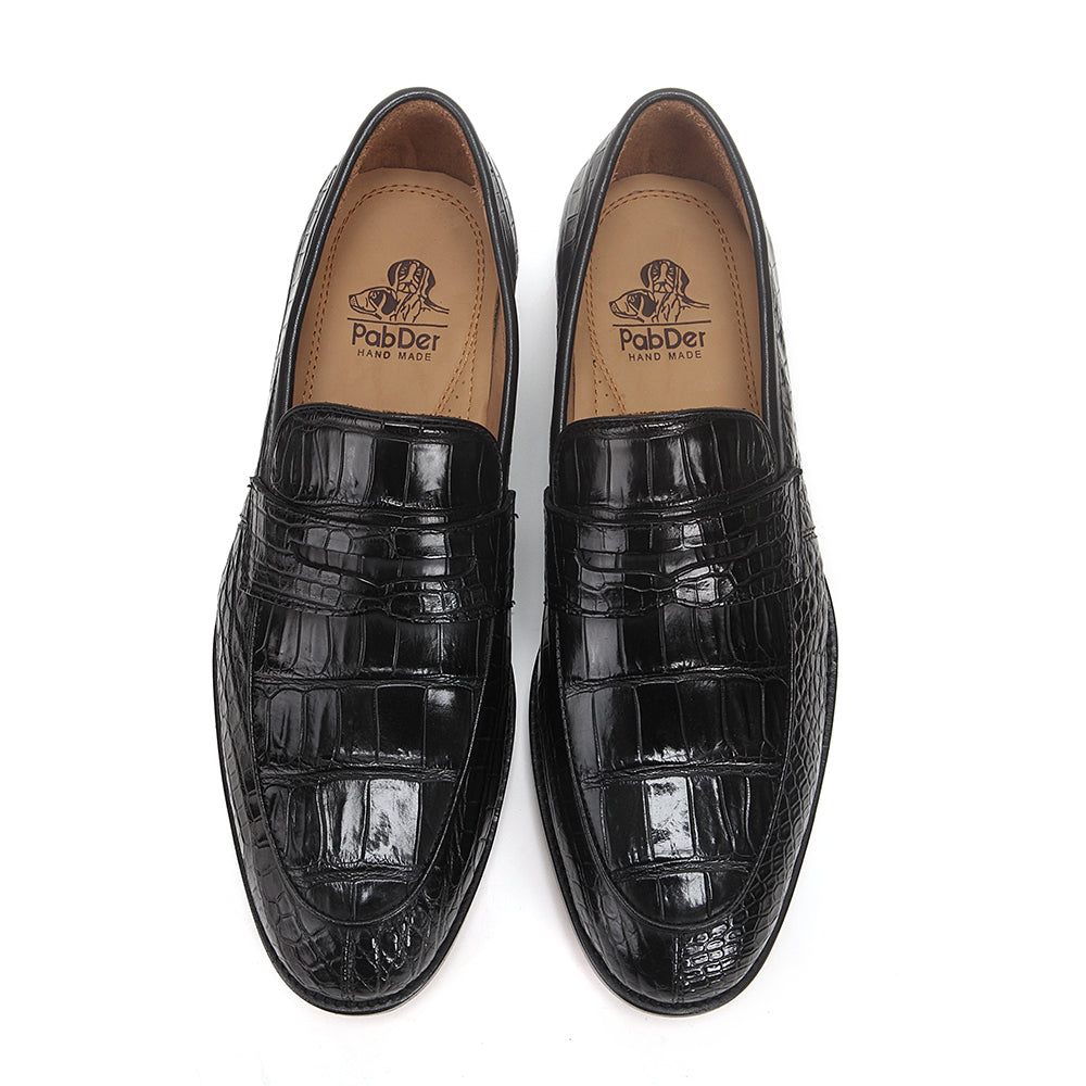 Crocodile Leather Penny Loafers
