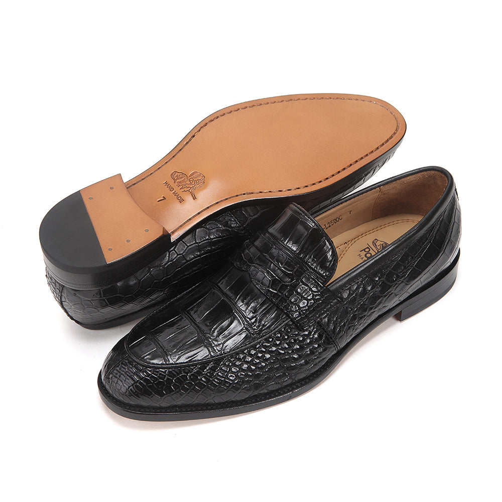 Crocodile Leather Penny Loafers