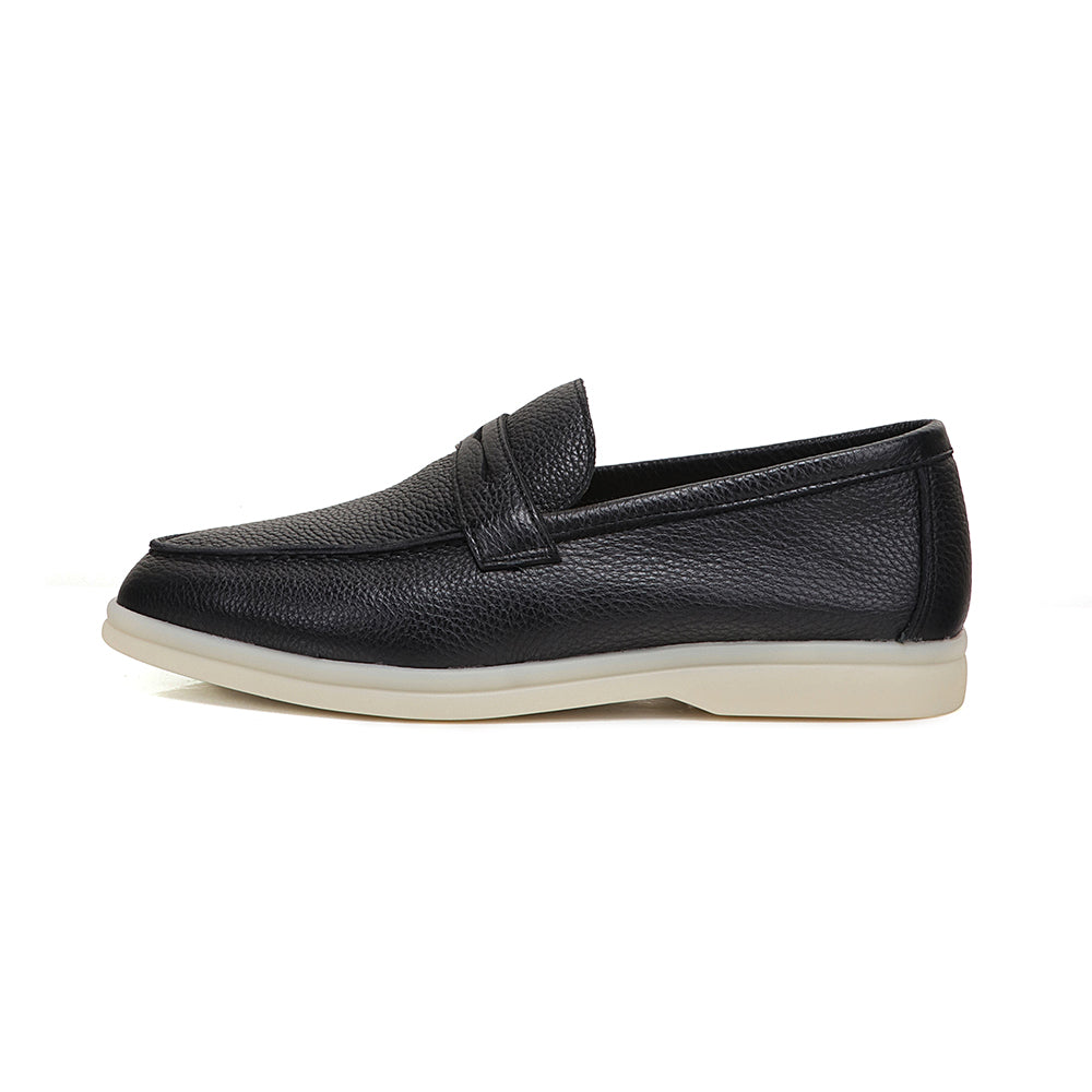 Bolle Textured Leather Rubber Sole Loafers FW26762