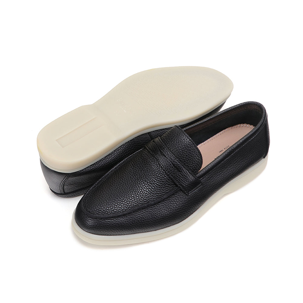 Bolle Textured Leather Rubber Sole Loafers FW26762