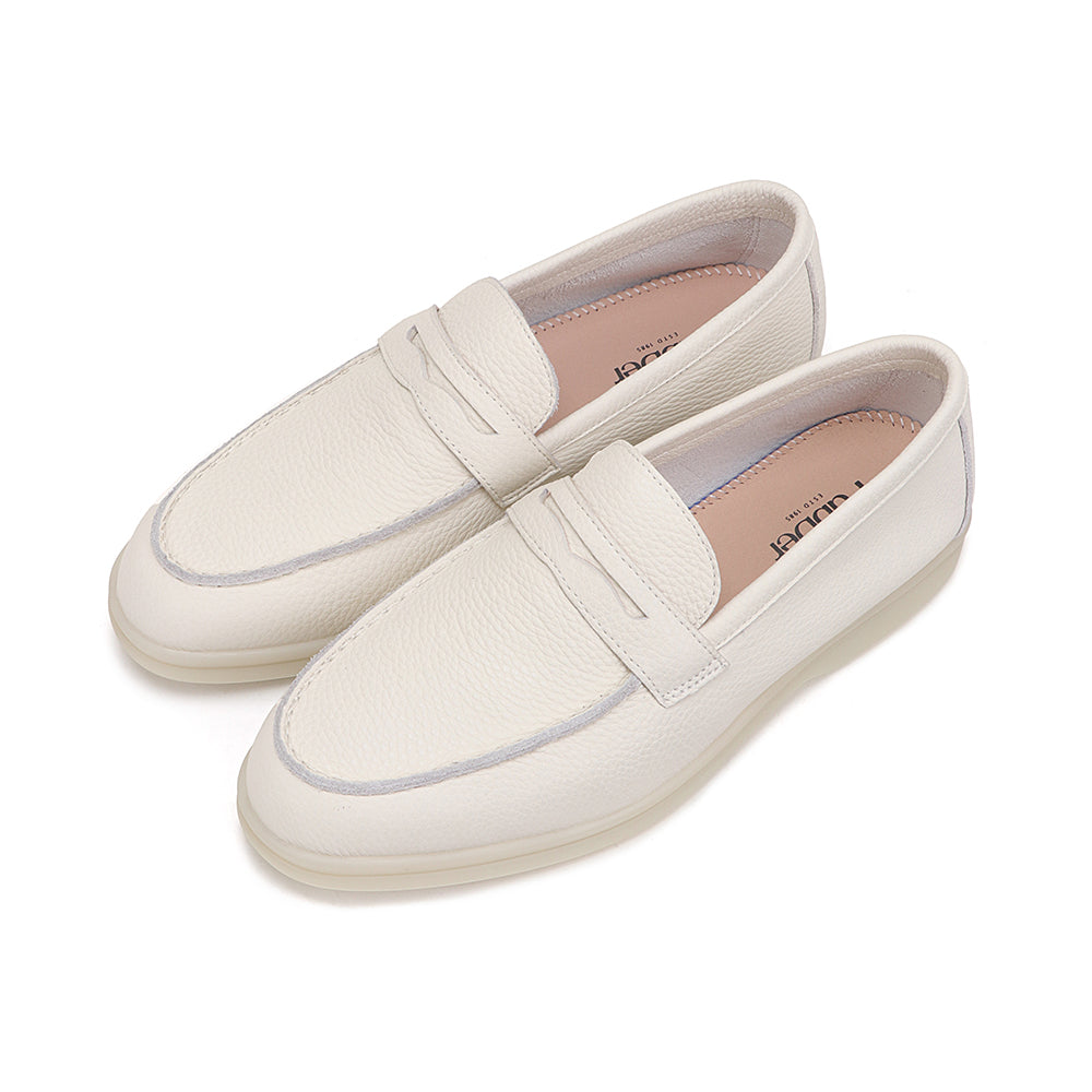 Bolle Textured Leather Rubber Sole Loafers FW26762