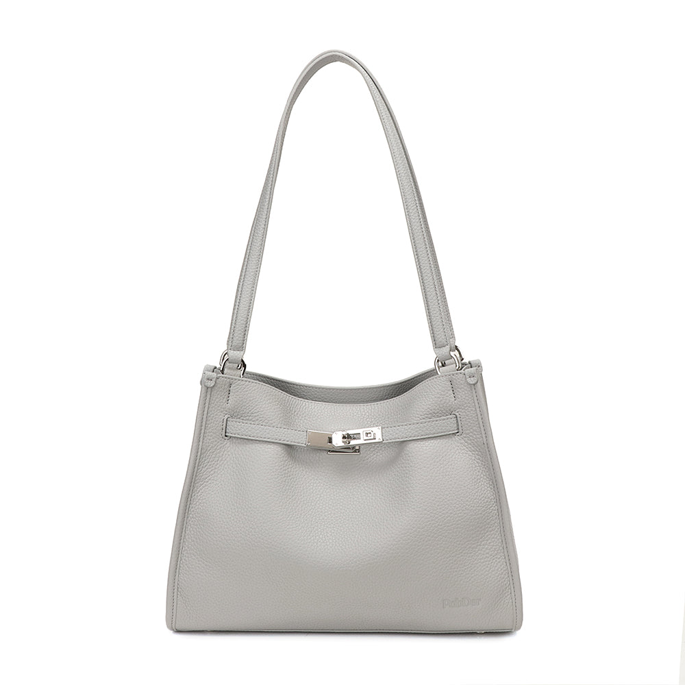 Embossed Leather Rectangular Buckled Purse