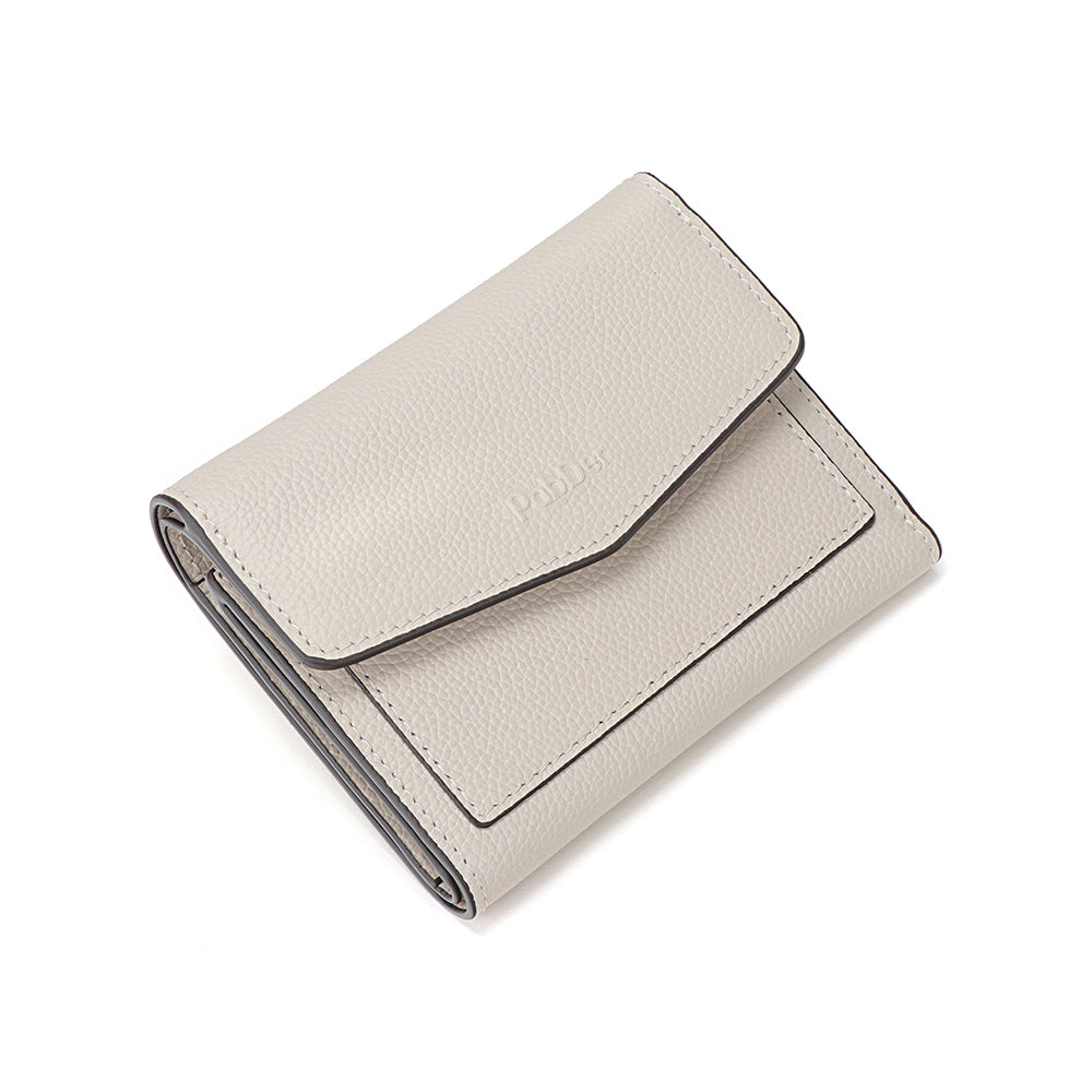 Embossed Leather Flap Closure Tri-fold