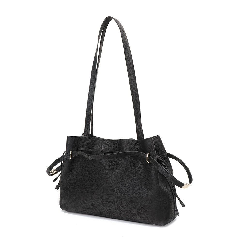 Medium Drawstring Scrunch Leather Bag