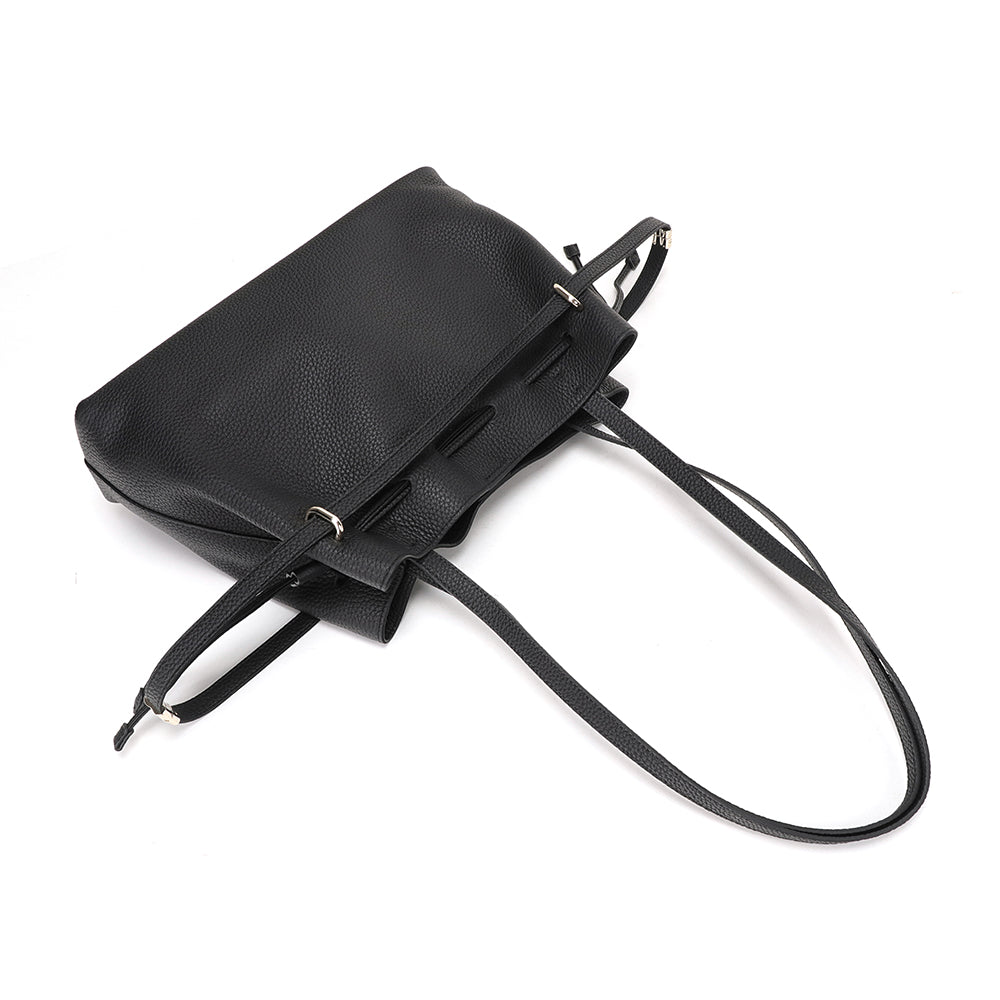 Medium Drawstring Scrunch Leather Bag