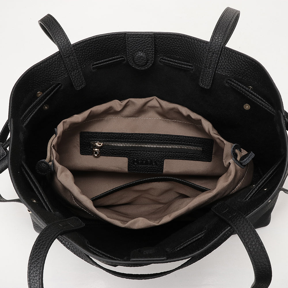 Medium Drawstring Scrunch Leather Bag