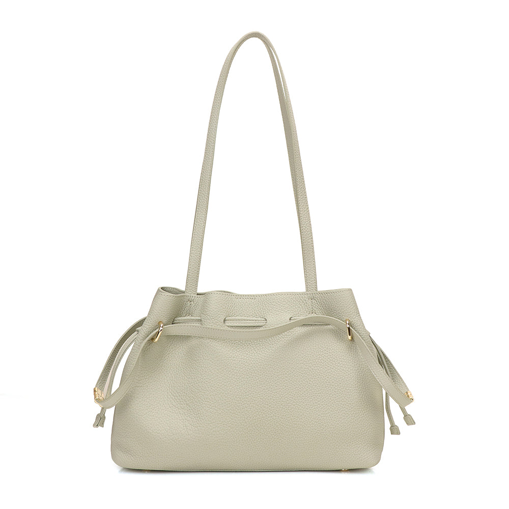 Medium Drawstring Scrunch Leather Bag