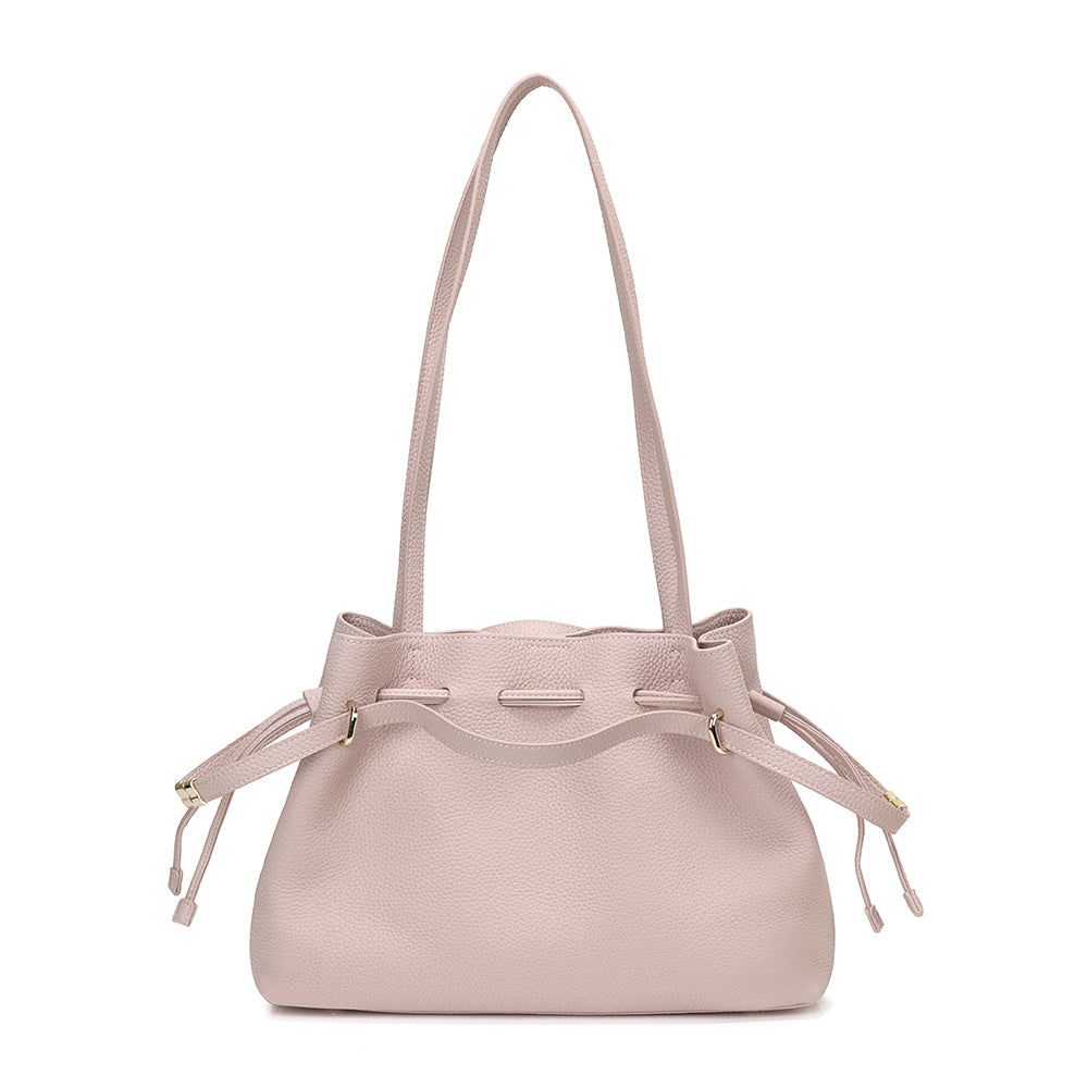 Medium Drawstring Scrunch Leather Bag