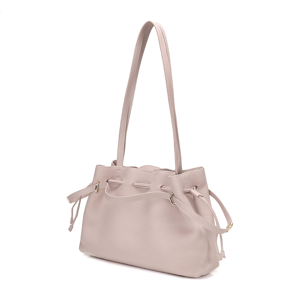 Medium Drawstring Scrunch Leather Bag