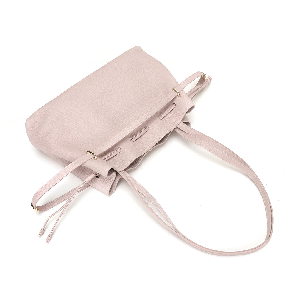 Medium Drawstring Scrunch Leather Bag