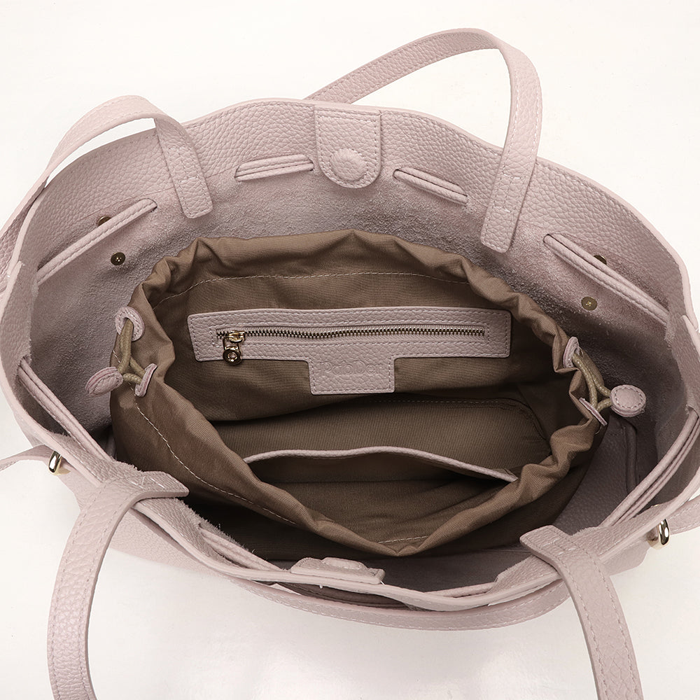 Medium Drawstring Scrunch Leather Bag