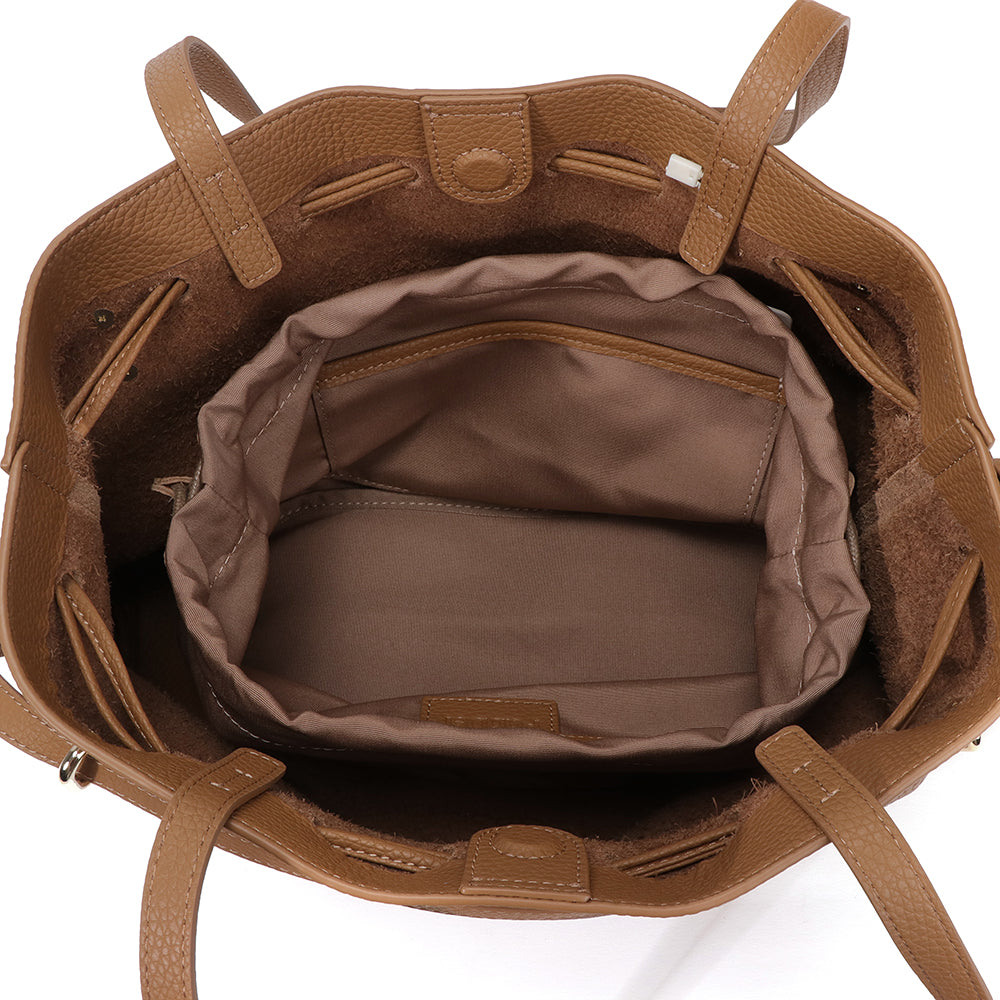 Vera Medium Drawstring Scrunch Leather Pouch JY26081M