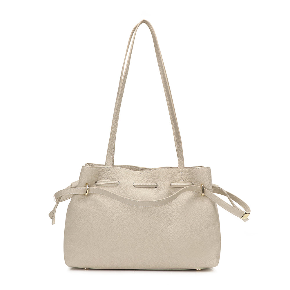 Medium Drawstring Scrunch Leather Bag