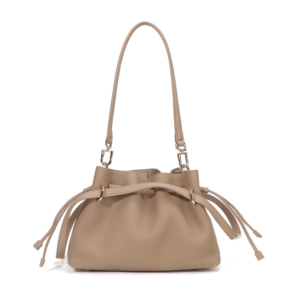 Vera Small Drawstring Scrunch Leather Pouch JY26081S