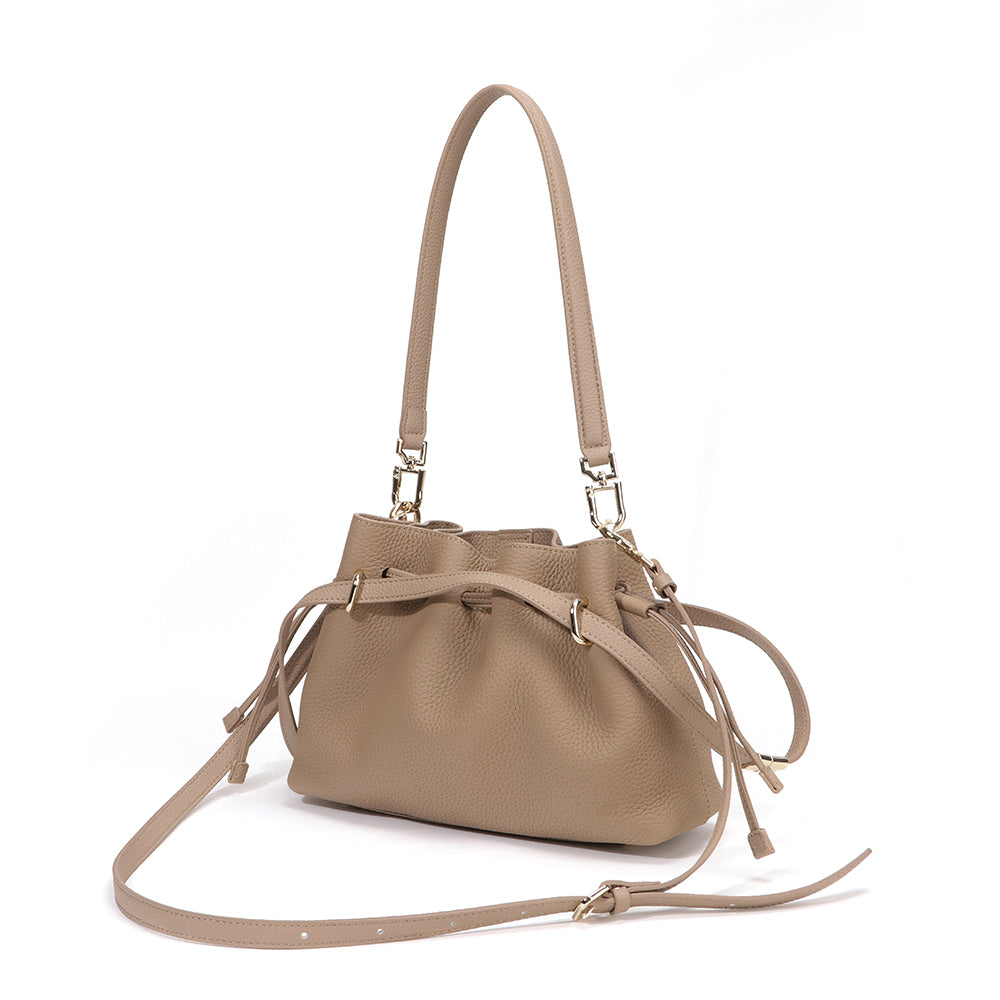 Vera Small Drawstring Scrunch Leather Pouch JY26081S