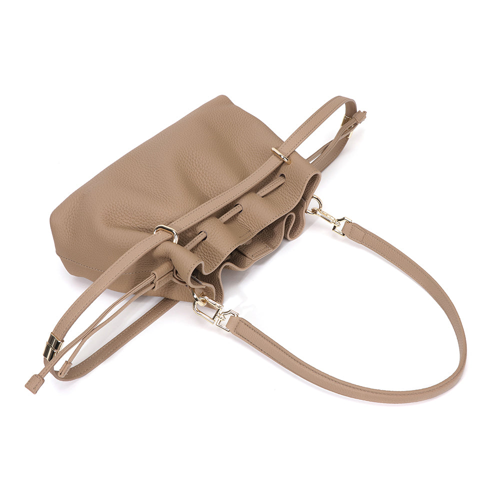 Vera Small Drawstring Scrunch Leather Pouch JY26081S