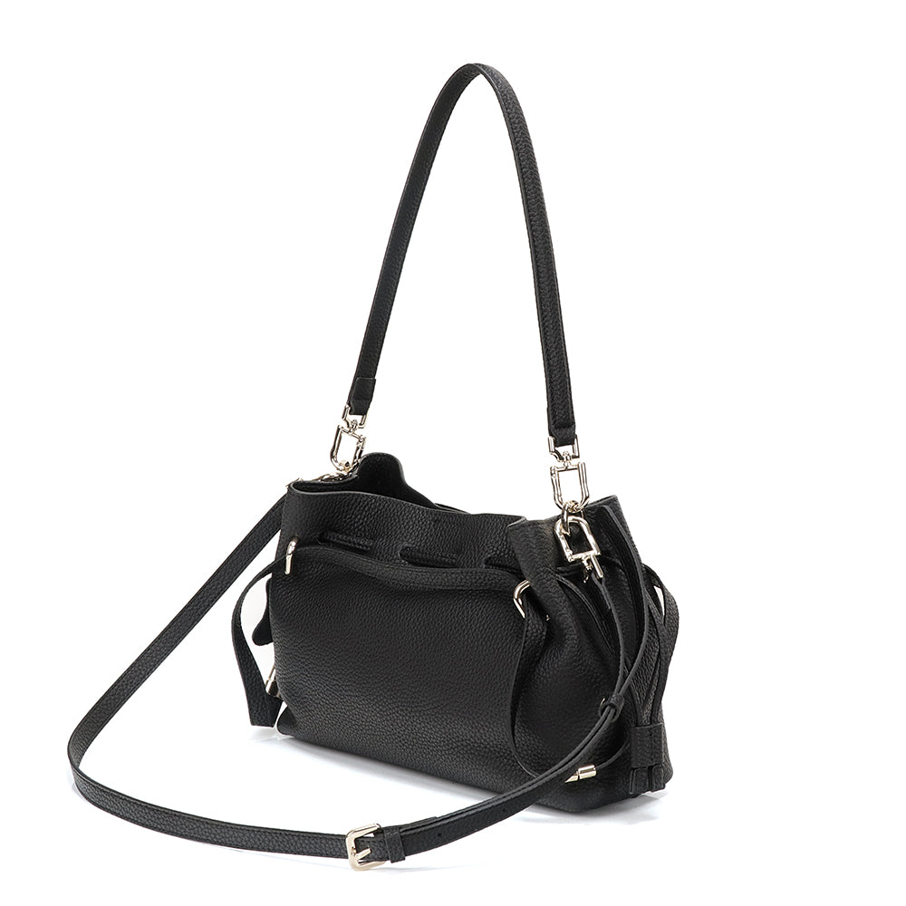 Small Drawstring Scrunch Leather Bag