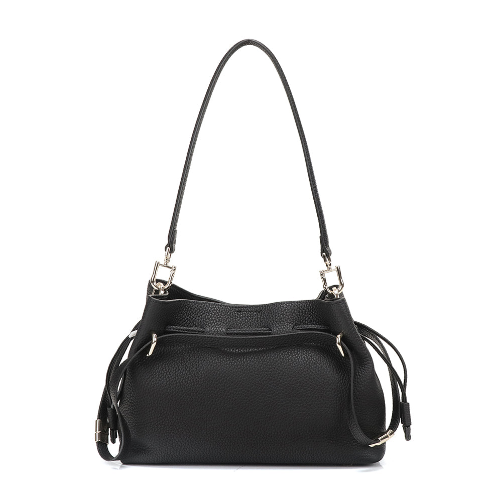 Small Drawstring Scrunch Leather Bag