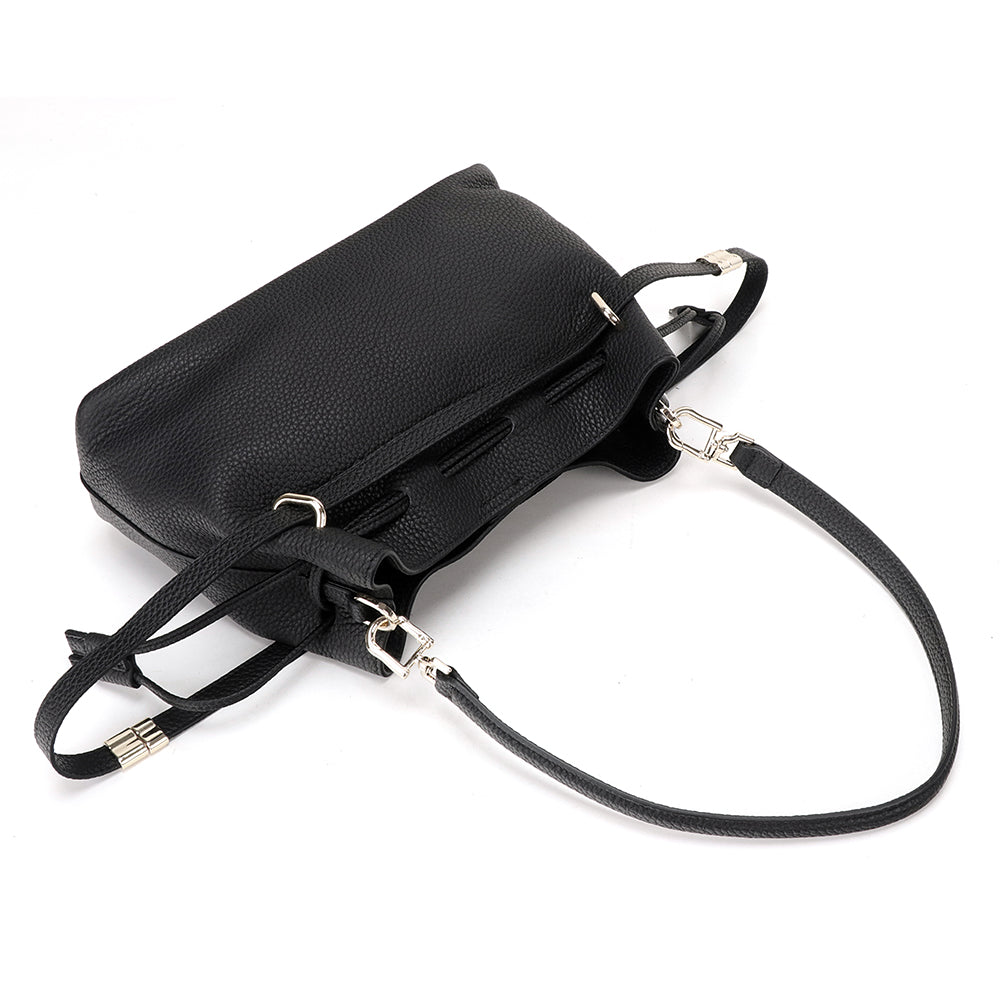 Small Drawstring Scrunch Leather Bag