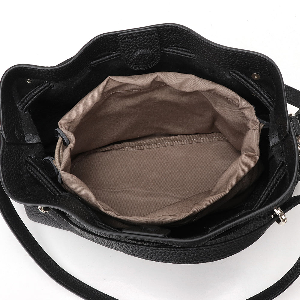 Small Drawstring Scrunch Leather Bag