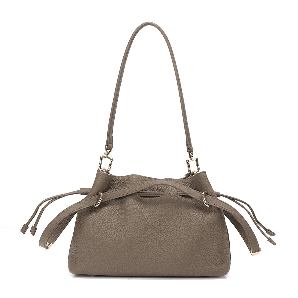 Small Drawstring Scrunch Leather Bag