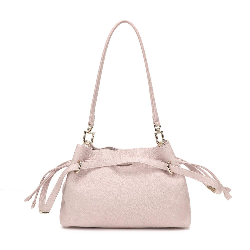 Small Drawstring Scrunch Leather Bag
