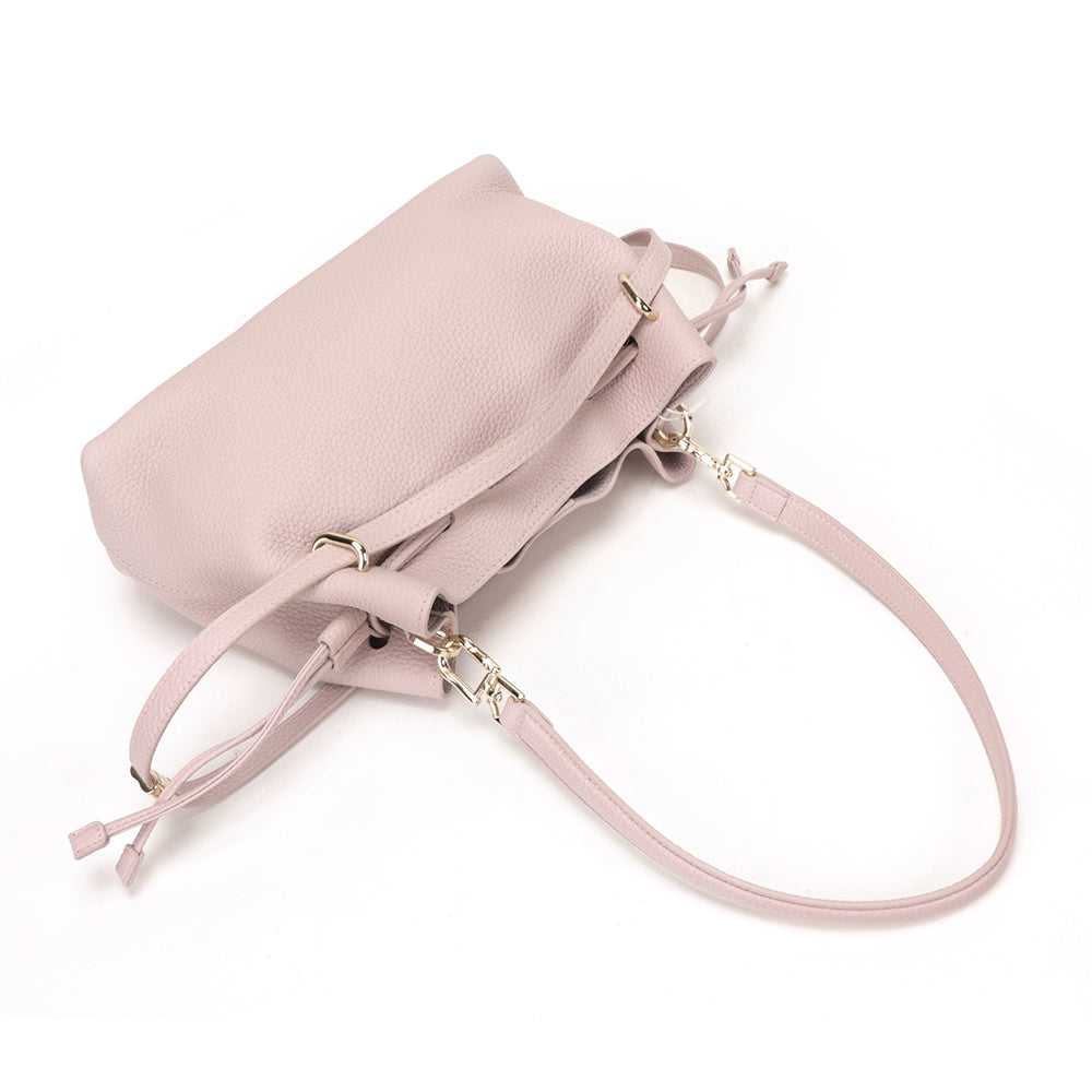 Small Drawstring Scrunch Leather Bag