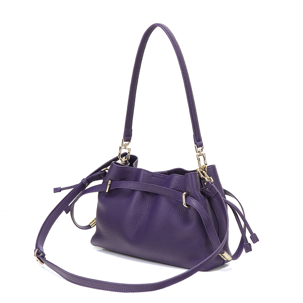 Small Drawstring Scrunch Leather Bag
