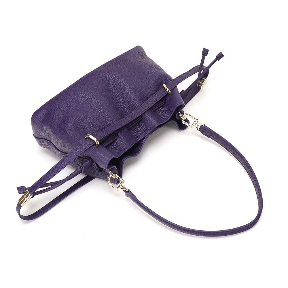 Small Drawstring Scrunch Leather Bag