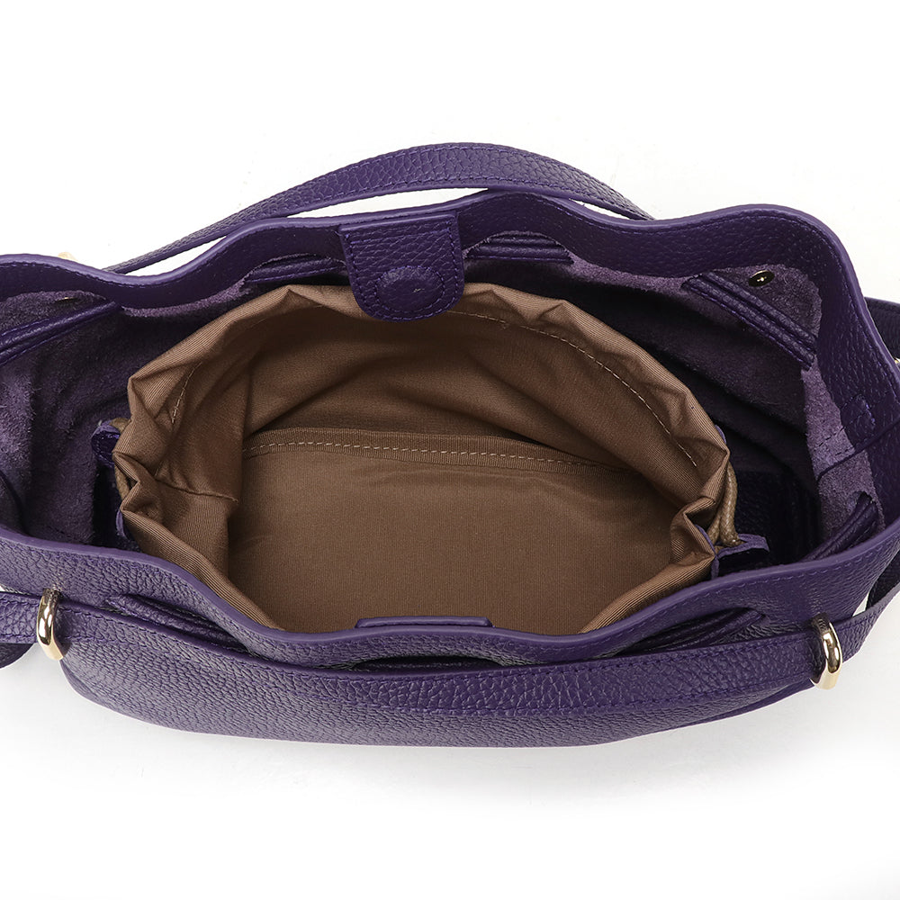 Small Drawstring Scrunch Leather Bag
