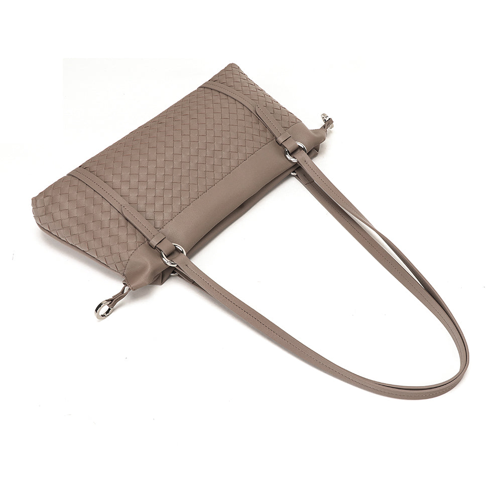 Weaved Drawstring Scrunch Leather Bag