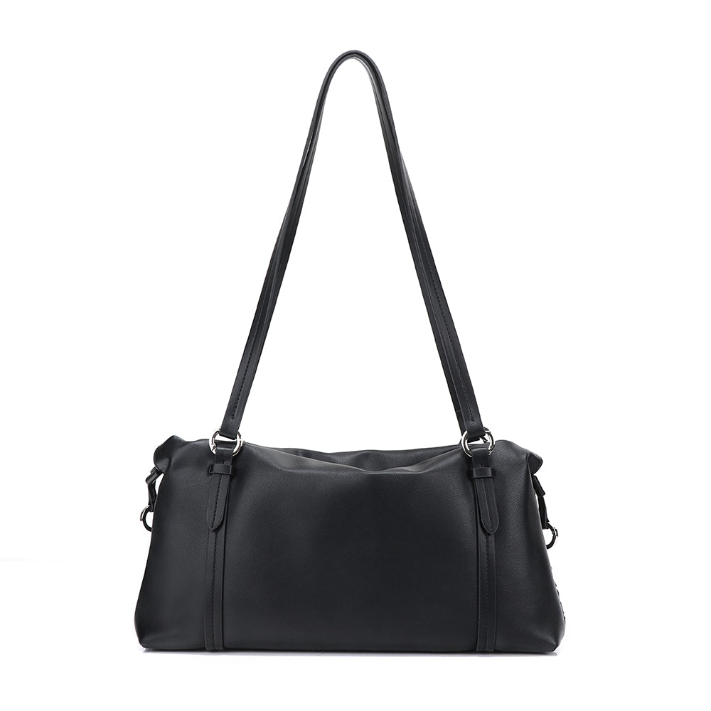 Weaved Drawstring Scrunch Leather Bag