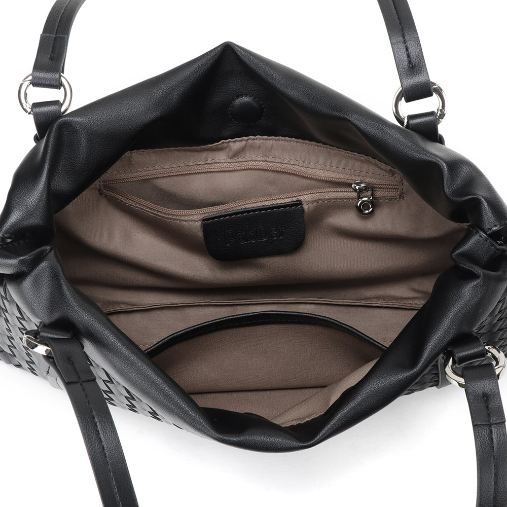 Weaved Drawstring Scrunch Leather Bag