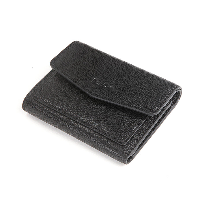 Embossed Leather Flap Closure Tri-fold