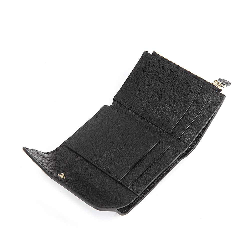 Embossed Leather Flap Closure Tri-fold
