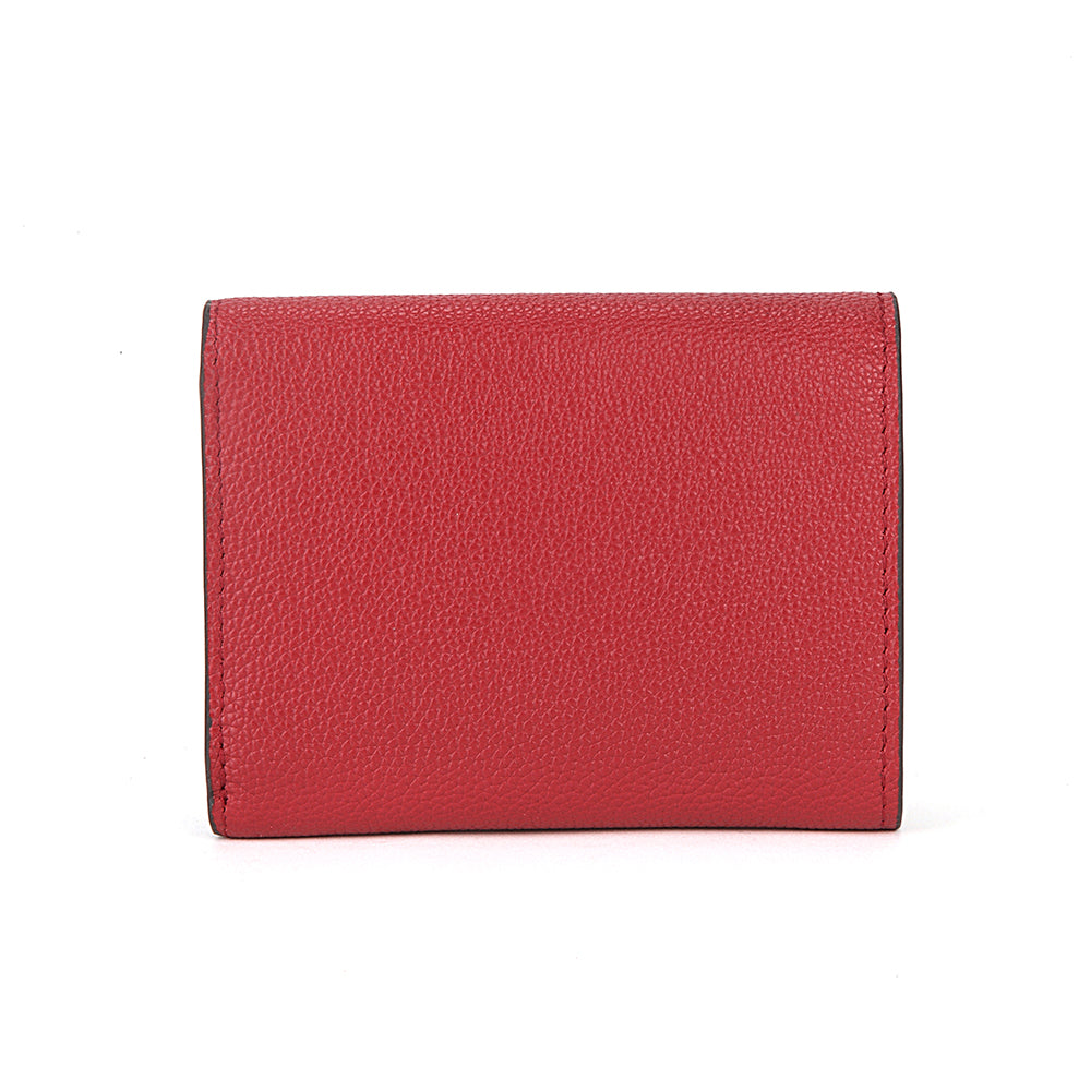 Embossed Leather Flap Closure Tri-fold