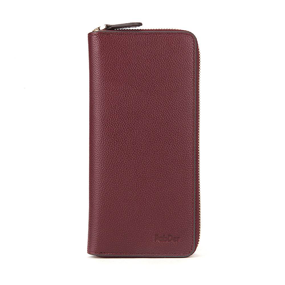 Embossed Leather Long Wallet