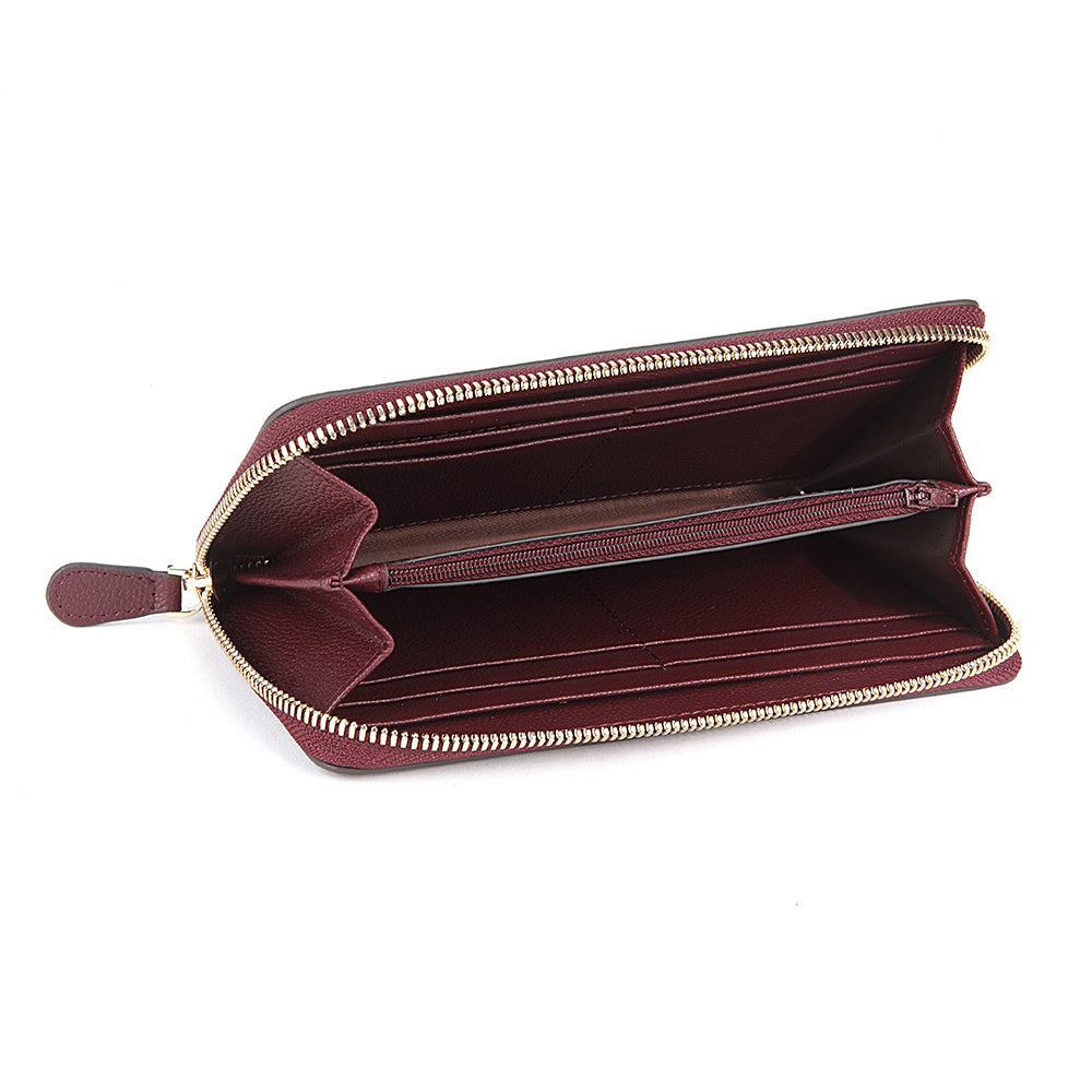 Embossed Leather Long Wallet