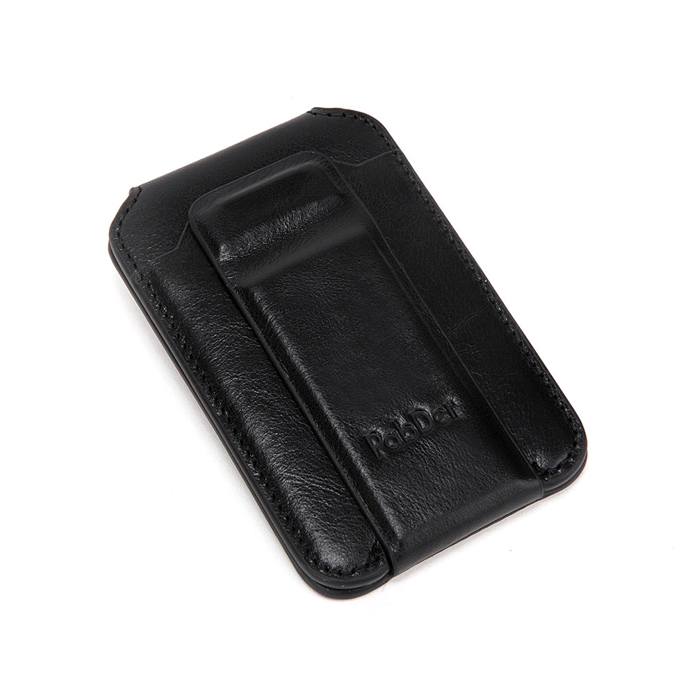 Leather Card Holder With Magnetic Cellphone Attachment Tripod