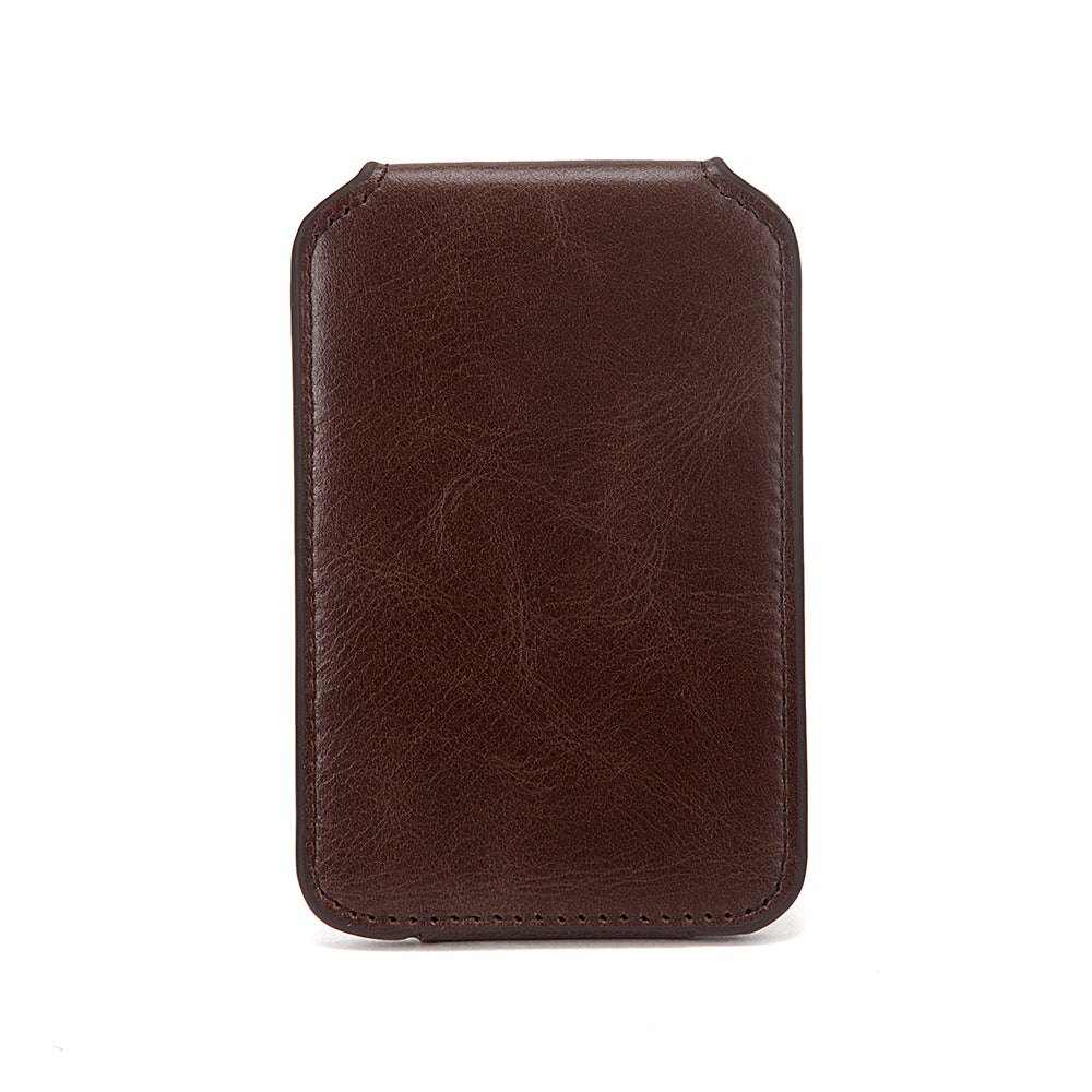 Leather Card Holder With Magnetic Cellphone Attachment Tripod