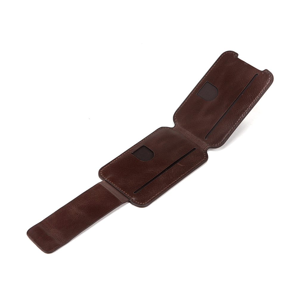 Leather Card Holder With Magnetic Cellphone Attachment Tripod