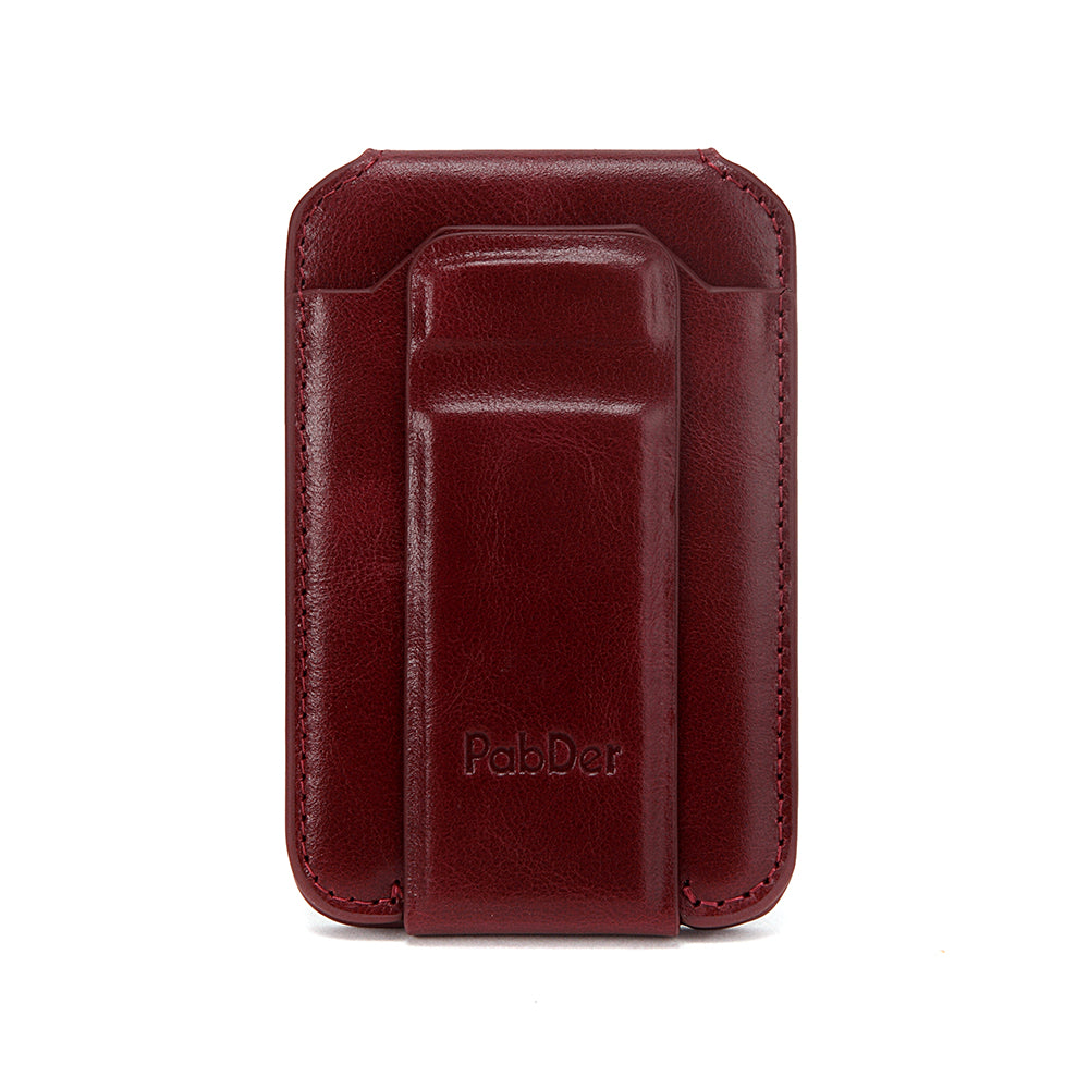 Leather Card Holder With Magnetic Cellphone Attachment Tripod