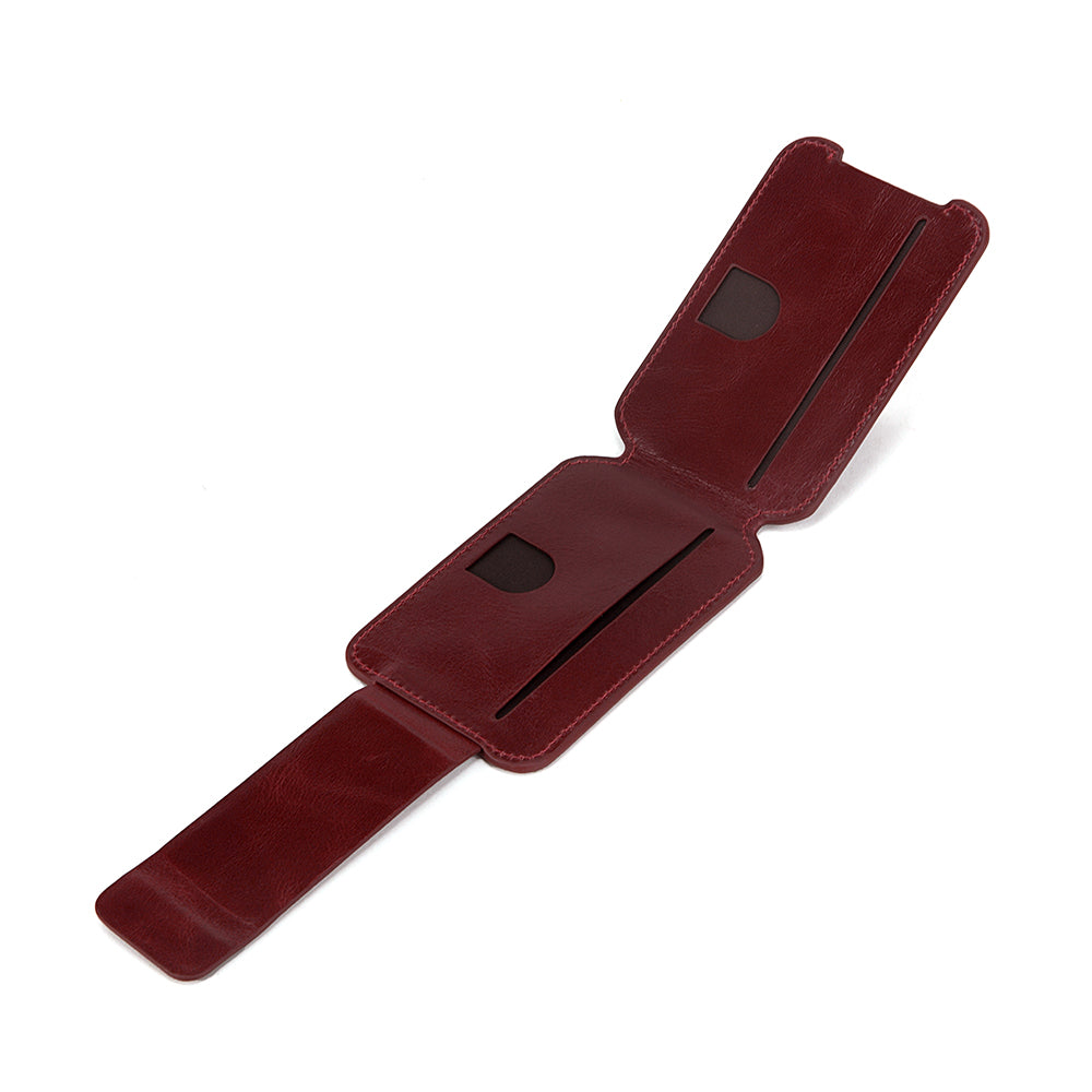 Leather Card Holder With Magnetic Cellphone Attachment Tripod