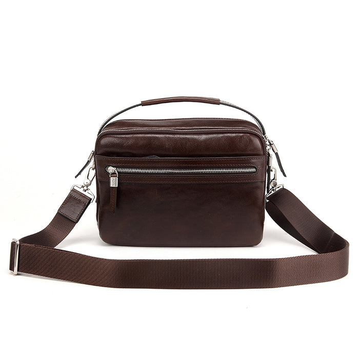 Brown Genuine Top Handle Leather Messenger Bag