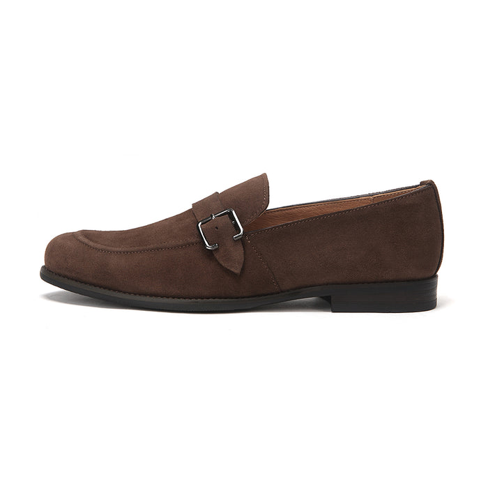 Suede Single Buckle Strap Loafers