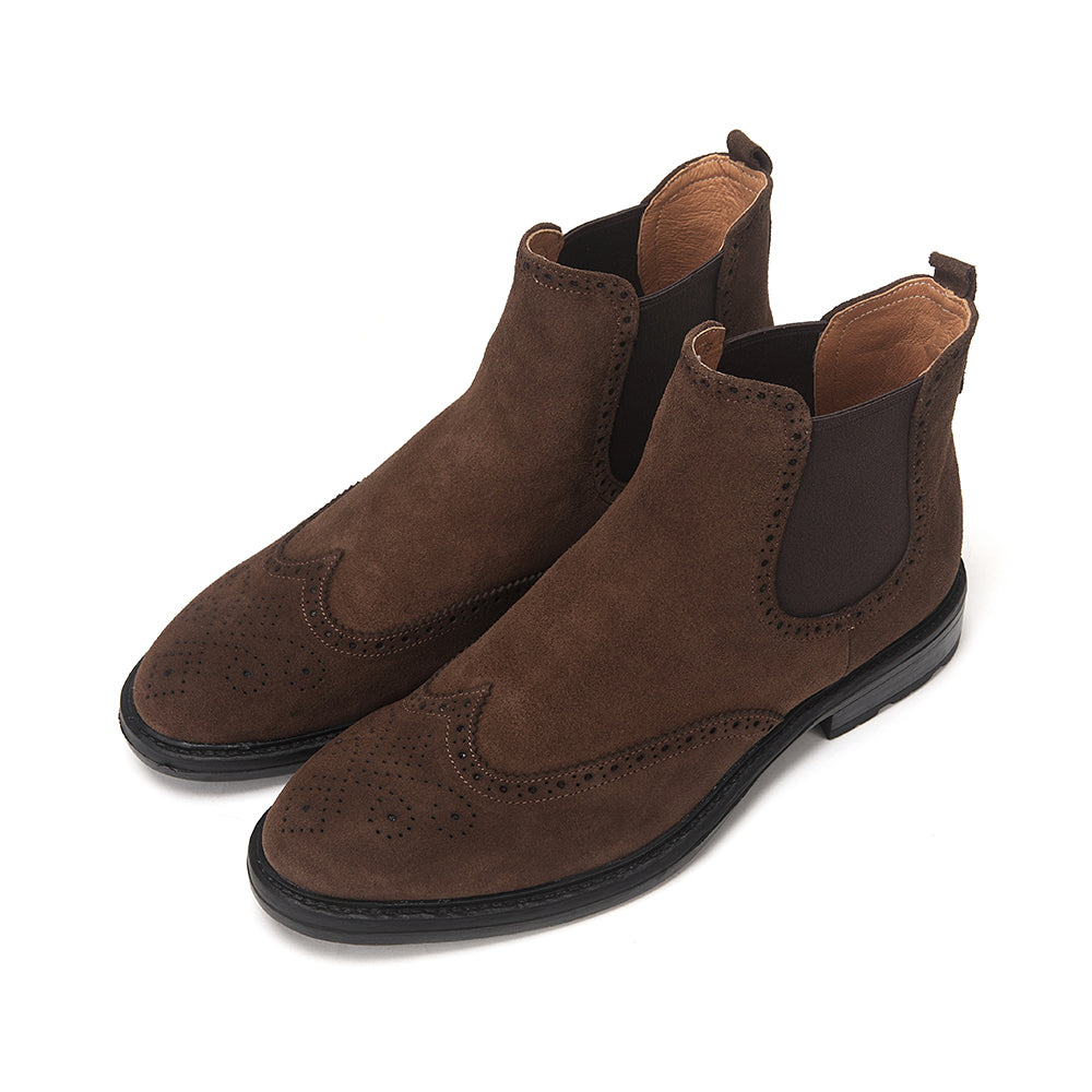 Brogued Chelsea Boots Suede